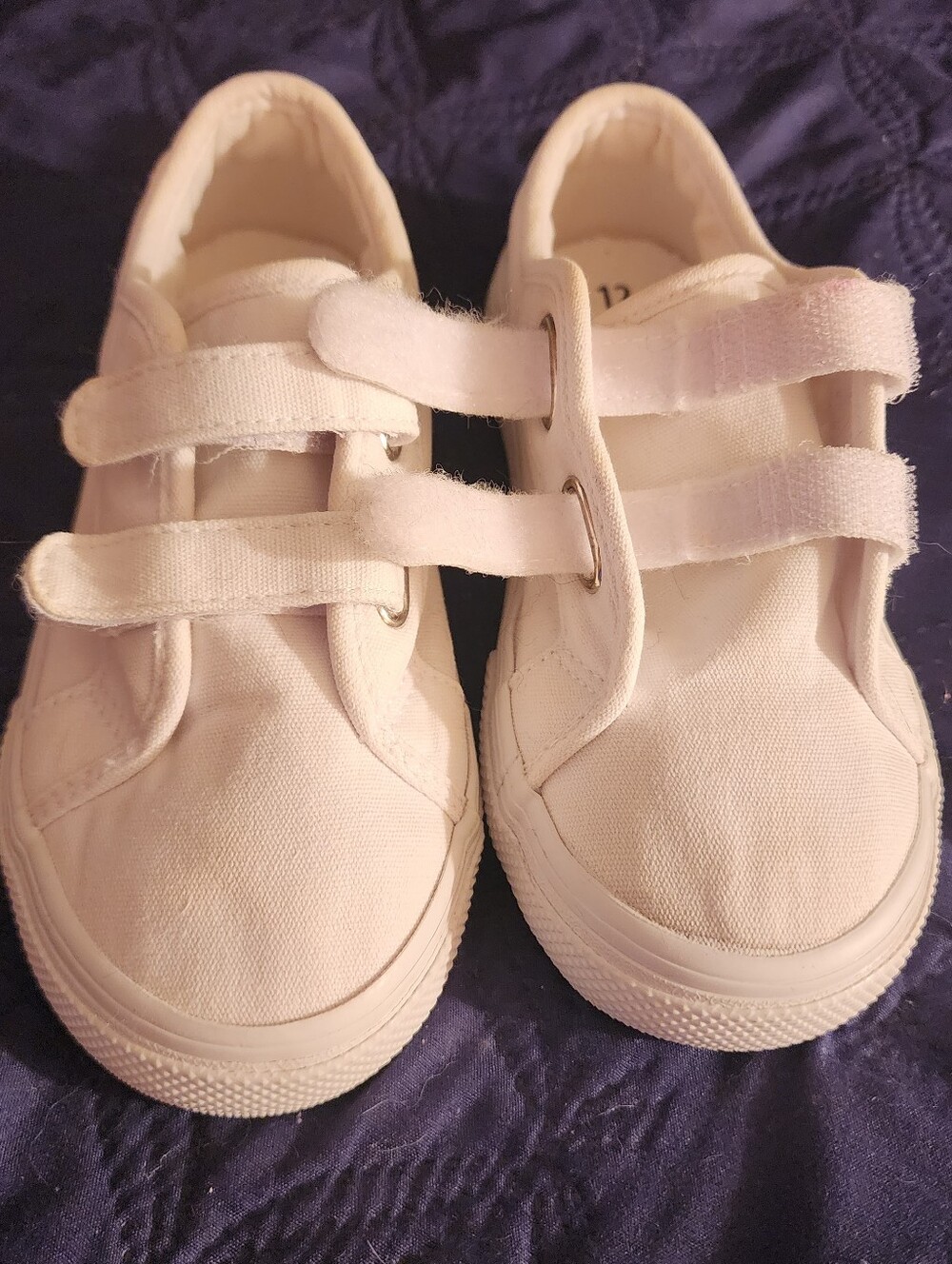 Wonder Nation Girls White Canvas Velcro Sneakers Size 12